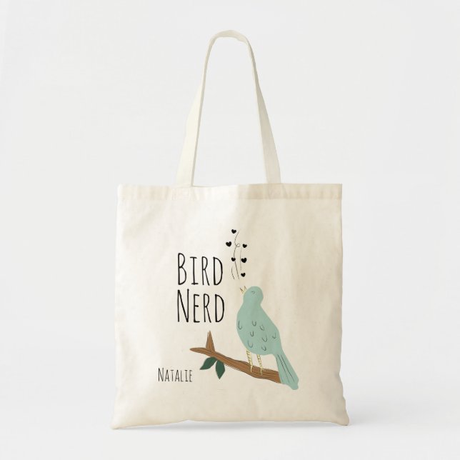 Personalised Bird Nerd Tote Bag (Front)