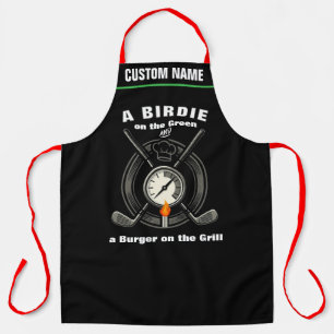 Personalised Birdie Green Burger Grill Golf BBQ Apron