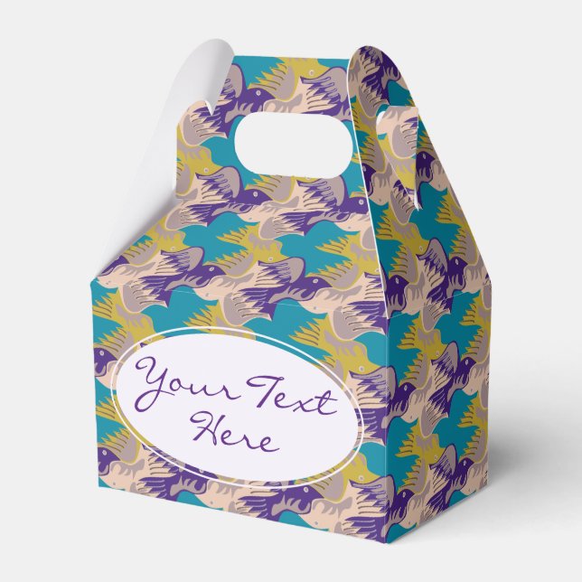 Personalised Birds Pattern Tesselation Favour Box  (Front Side)