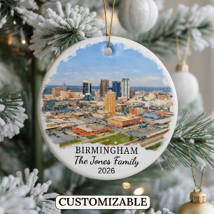 Personalised Birmingham Ornament, Custom Alabama Ceramic Ornament