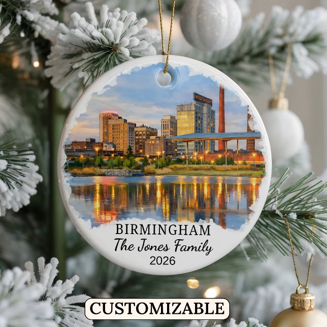 Personalised Birmingham Ornament, Custom Alabama Ceramic Ornament (Creator Uploaded)