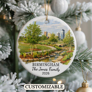 Personalised Birmingham Ornament, Custom Alabama Ceramic Ornament
