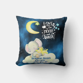 Personalised birth baby Throw Pillow