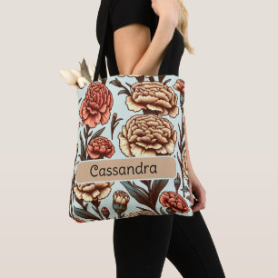 Personalised Birth Flower Carnation January Tote Bag