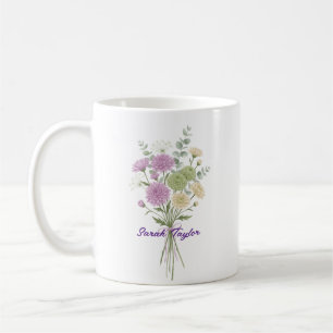 Personalised Birth Flower Chrysanthemum Custom Coffee Mug