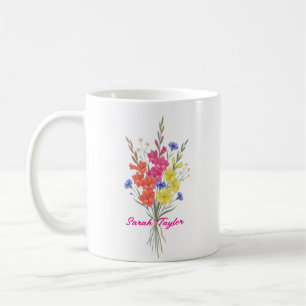 Personalised Birth Flower Gladiolus Custom Coffee Mug