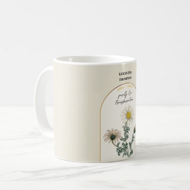Personalised Birth Flower Month April Daisy Coffee Mug (Front Left)