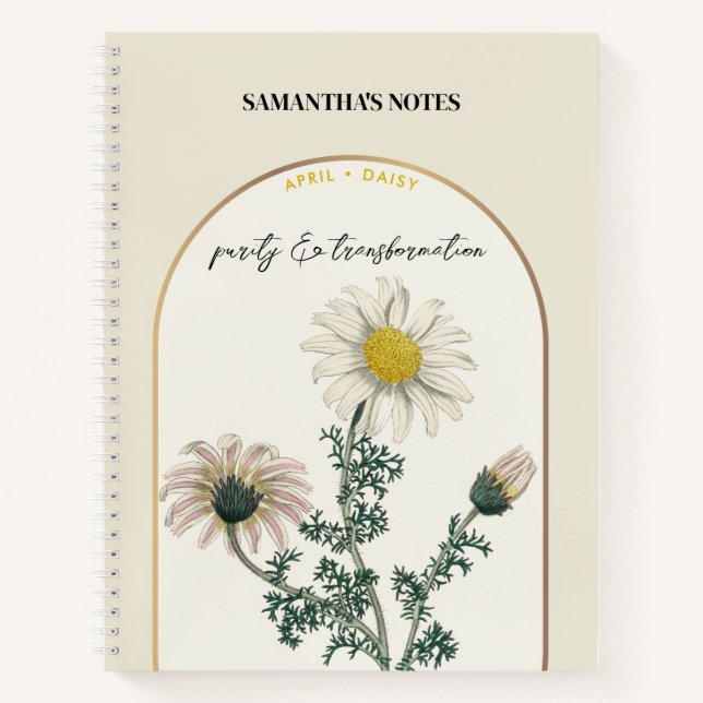 Personalised Birth Flower Month April Daisy Notebook (Front)