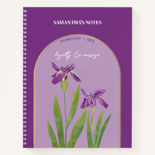 Personalised Birth Flower Month February Iris Notebook