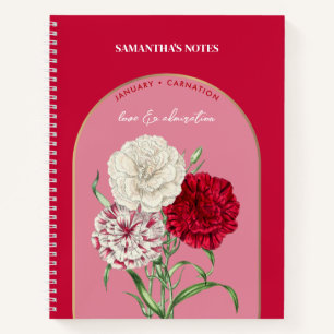 Personalised Birth Flower Month January Carnation Notebook