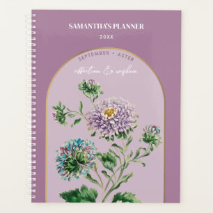 Personalised Birth Flower Month September Aster Planner