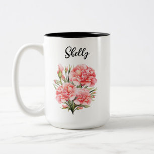 Personalised Birth Flower Mug - Custom Name Floral