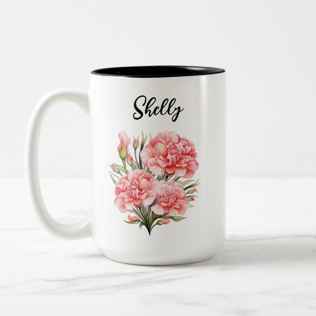 Personalised Birth Flower Mug - Custom Name Floral (Left)