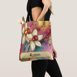 Personalised Birth Flower Narcissus for December Tote Bag
