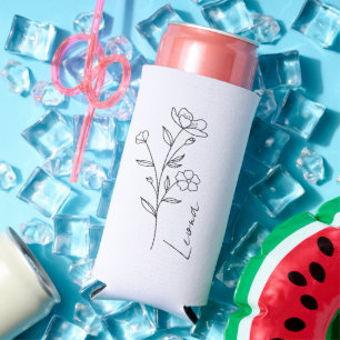 Personalised Birth Flower with Name, Custom Gift I Seltzer Can Cooler