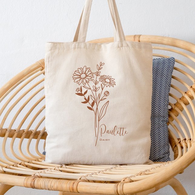 Personalised Birth Month Flower April Rust   Tote Bag (Creator Uploaded)