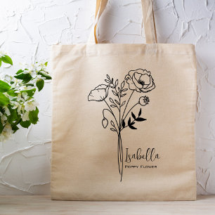 Personalised Birth Month Flower August Boho Tote Bag