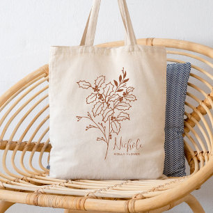 Personalised Birth Month Flower December Boho Rust Tote Bag