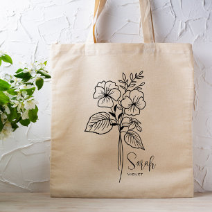 Personalised Birth Month Flower February Boho Tote Bag