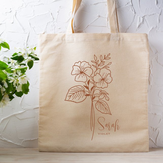 Personalised Birth Month Flower February Rust Tote Bag (Creator Uploaded)