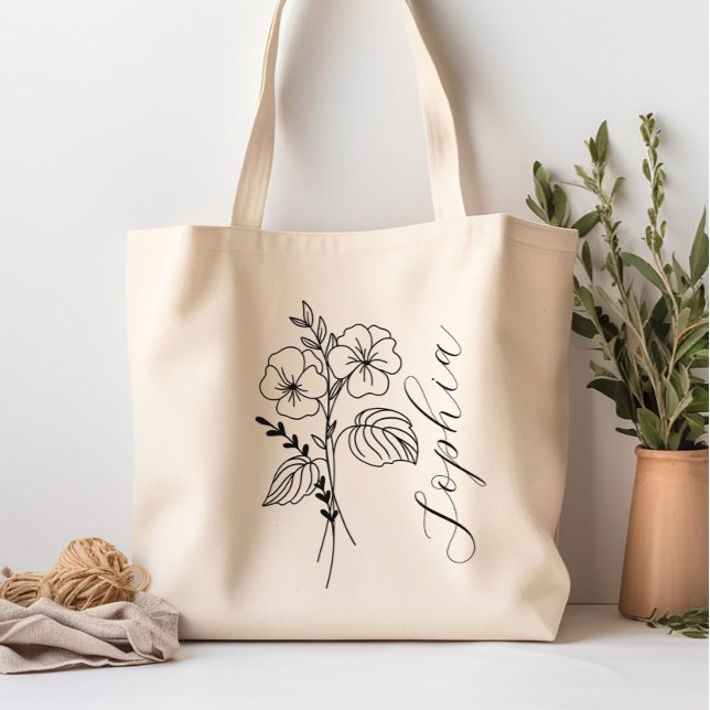 Personalised Birth Month Flower February Tote Bag (Creator Uploaded)