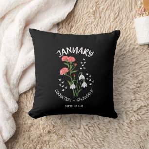 Personalised Birth Month Flower JANUARY Cushion