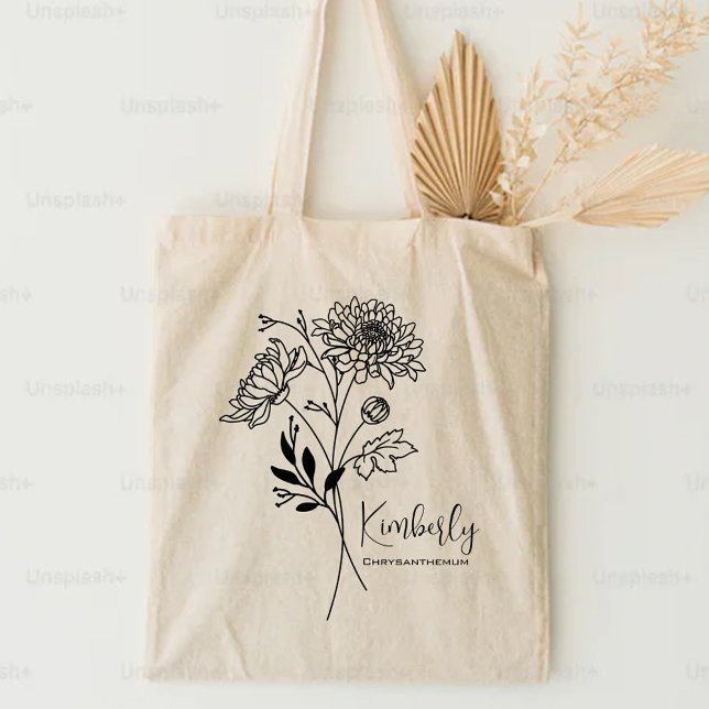 Personalised Birth Month Flower November Boho  Tote Bag (Creator Uploaded)