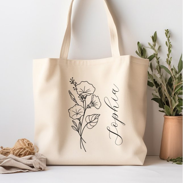 Personalised Birth Month Flower September Tote Bag (Creator Uploaded)