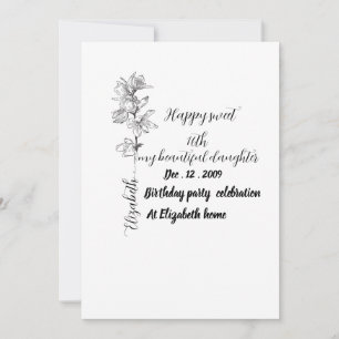 Personalised Birth Month Flower sweet 16 birthday  Invitation