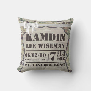 Personalised Birth Pillow Army OCP Camo Uniform