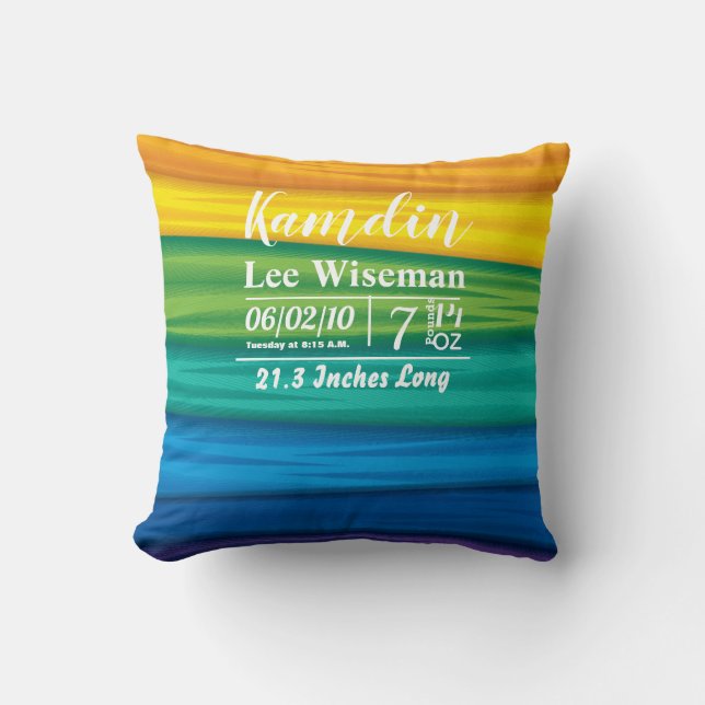 Personalised Birth Pillow lgbtq rainbow flag lesbi (Front)