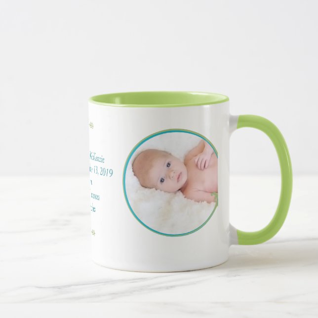 Personalised Birth Record Baby Boy Stats Mug (Right)