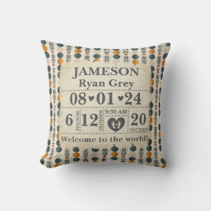 Personalised Birth Stats Boho Cushion