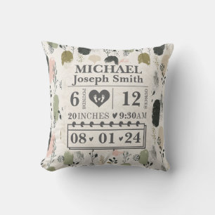 Personalised Birth Stats Boho Cushion