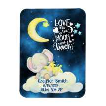 Personalised birth stats elephant magnet 