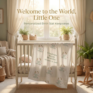 Personalised Birth stats Hummingbird Keepsake Fleece Blanket