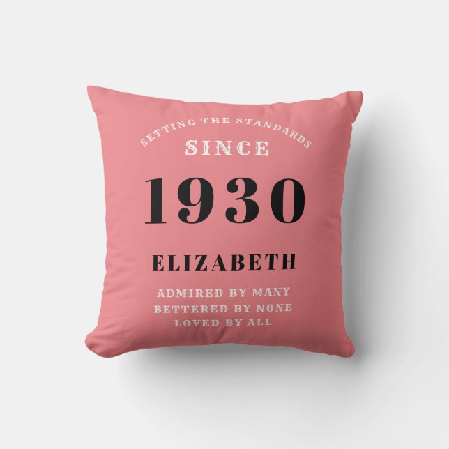 Personalised Birthday 1930 Add Your Name Pink Cushion (Front)