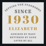 Personalised Birthday 1930 Elegant Gold Grey Chic Faux Canvas Print<br><div class="desc">An unique personalised birthday gift for those born 1930 with gold and grey print on a white background. This faux canvas print is easily personalised using the template provided.</div>