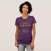 Personalised Birthday 1939 Purple Gold Elegant  T-Shirt (Front Full)