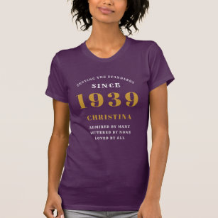 Personalised Birthday 1939 Purple Gold Elegant  T-Shirt