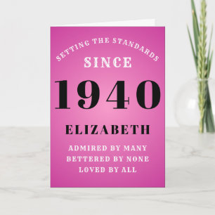 Personalised Birthday 1940 Add Your Name Pink Chic Card
