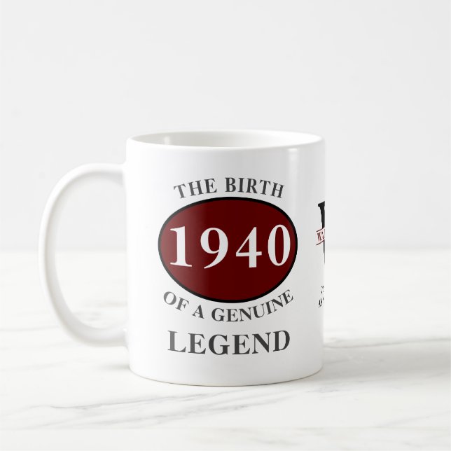 Personalised Birthday 1940 Add Your Own Monogram Coffee Mug (Left)