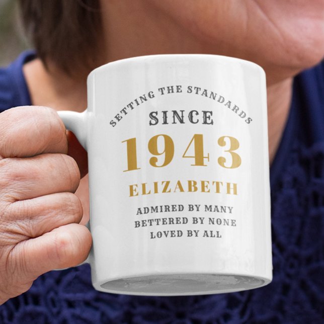 Personalised Birthday 1943 Add Your Name Elegant Coffee Mug (Creator Uploaded)