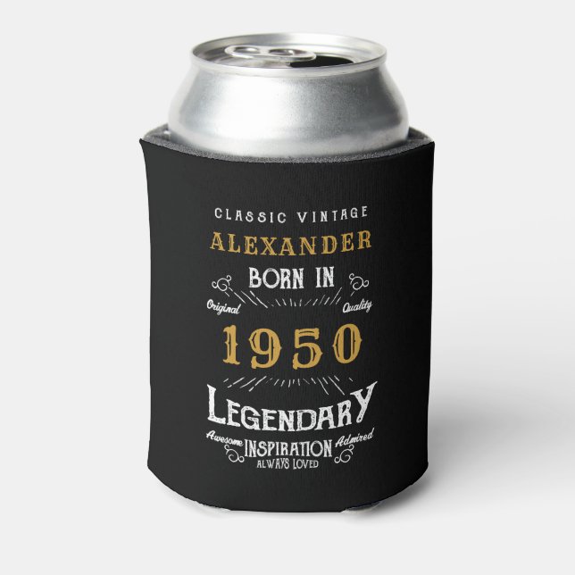 Personalised Birthday 1950 Add Your Name Legendary Can Cooler (Can Back)
