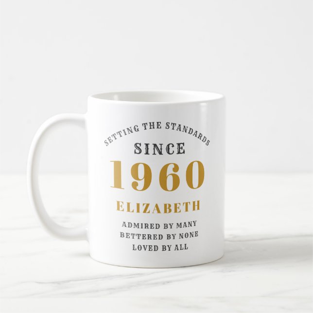 Personalised Birthday 1960 Elegant Add Your Name Coffee Mug (Left)