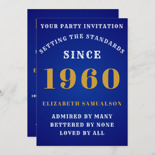 Personalised Birthday 1960 Love Add Your Name Blue Invitation
