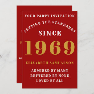 Personalised Birthday 1969 Create Your Own Red Invitation