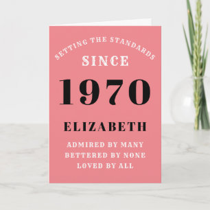Personalised Birthday 1970 Add Your Name Pink Card