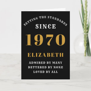 Personalised Birthday 1970 Loved Add  Name Black Card