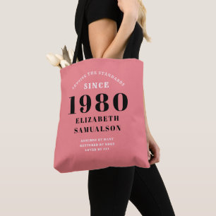 Personalised Birthday 1980 Pink Setting Standards Tote Bag